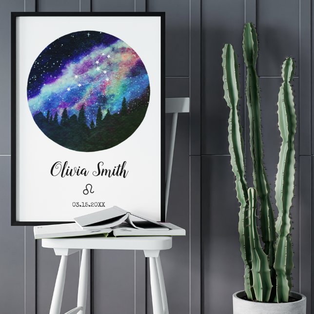 Affiche Symbole bleu Constellation Leo Horoscope Cadeau (Créateur téléchargé)