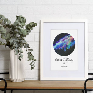 Affiche Symbole bleu Constellation Scorpio Horoscope Cadea
