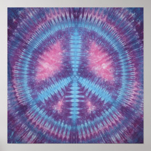 Affiche SYMBOLE Bleu DE LA PAIX Tie Dye