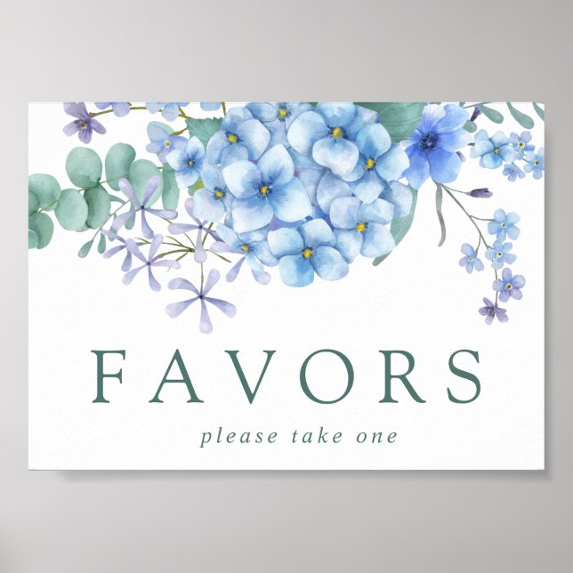 Affiche Symbole bleu Hydrangea Floral Wedor Favor (Devant)