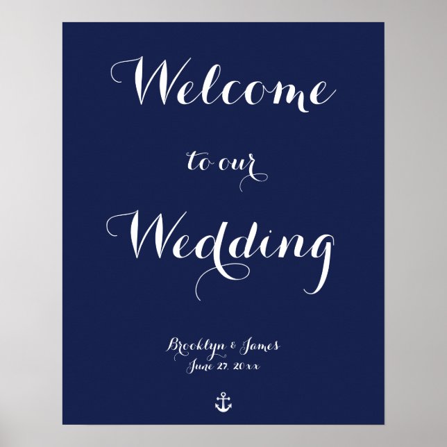 Affiche Symbole bleu marine de réception de mariage nautiq (Devant)