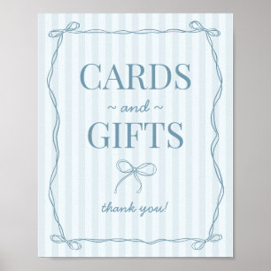 Affiche Symbole Blue Coquette Bow Pastel Cartes et Cadeaux