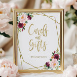 Affiche Symbole Blush Bourgogne Floral Cartes Et Cadeaux<br><div class="desc">Cette élégante suite de douches nuptiales dispose d'un bouquet bordeaux et roux dans un cadre géométrique doré moderne. Cette suite comprend des cartes d'enceinte, des panneaux et des fournitures de fête personnalisées comme des serviettes. Si vous avez besoin d'aide pour la personnalisation, y compris les changements de couleur ou de...</div>