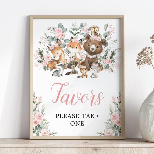 Affiche Symbole Blush Floral Woodland Animaux Faveurs (Créateur téléchargé)