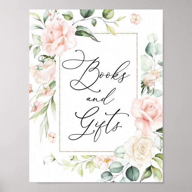 Affiche Symbole Blush Florals Livres et Cadeaux (Devant)