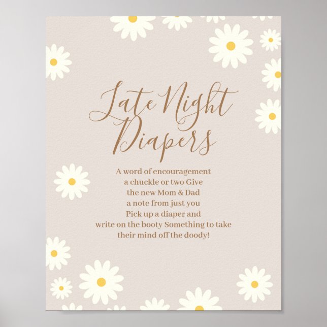 Affiche Symbole Bohemian Daisy Floral Baby Late Night Diap (Devant)