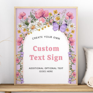 Affiche Symbole Boho Butterfly Fleur sauvage Anniversaire