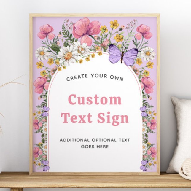 Affiche Symbole Boho Butterfly Fleur sauvage Anniversaire  (Boho Butterfly Wildflower Birthday 16x20 Sign)