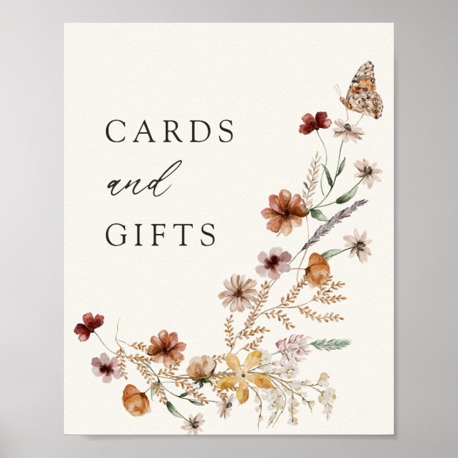 Affiche Symbole Boho Fall Fleur sauvage de mariage Cartes  (Devant)