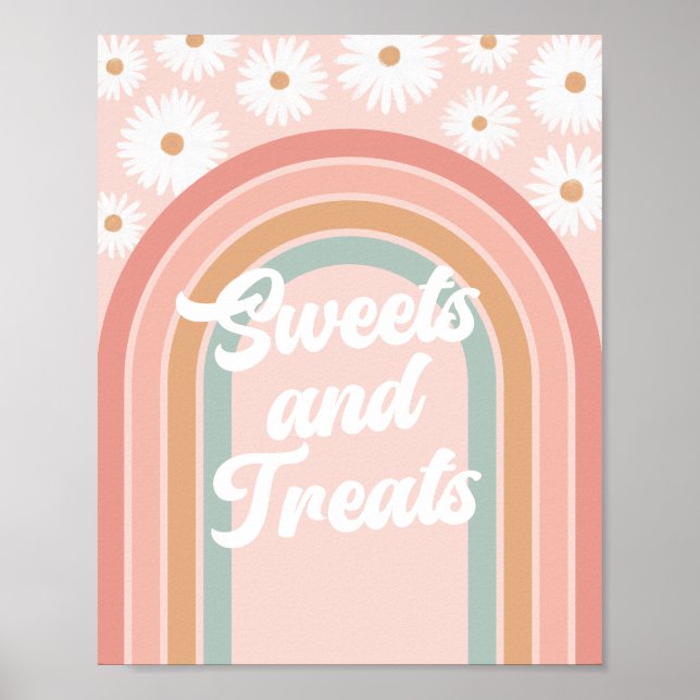 Affiche Symbole Boho Retro Daisy Anniversaire Douceurs et  (Devant)