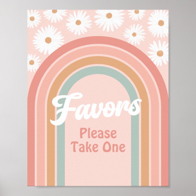Affiche Symbole Boho Retro Daisy Anniversaire Faveurs (Devant)