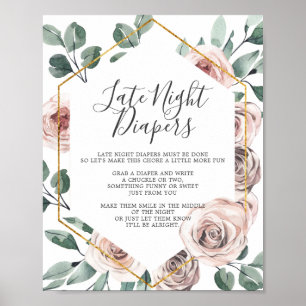 Affiche Symbole Boho Rose Baby shower tard la nuit Diaposi