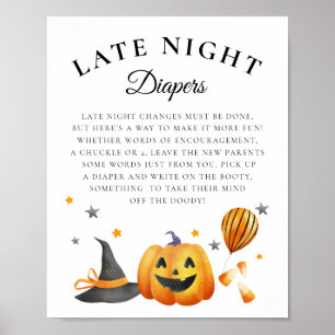 Affiche Symbole Boo Halloween Baby shower Late Night Diapé