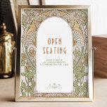 Affiche Symbole Bougainvillea Open Seing Retro Vintage<br><div class="desc">Cette belle enseigne "Open Seating" est la meilleure façon de guider vos invités lors de votre événement spécial. Inspiré de l'Art Nouveau et d'Alphonse Mucha, l'enseigne présente un design sublime et fluide qui apportera une touche d'élégance à votre événement. Le panneau indique "Siège ouvert" et est parfait pour les mariages,...</div>