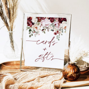 Affiche Symbole Bourgogne Fleurs Roses Rouges Cartes et Ca