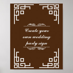 Affiche Symbole Brown Maroon Swirl White Border Wedding Pa