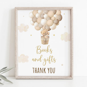 Affiche Symbole Cadeaux Baby showers Ours En Joue D'Or