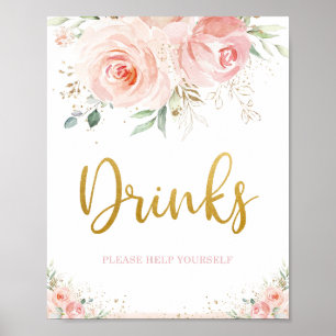 Affiche Symbole Chic Blush Rose Floral Gold Foliage Boisso