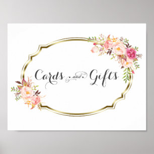 Affiche Symbole Chic Rose Floral Or Cartes de Mariage et C