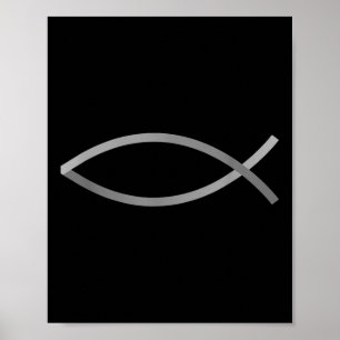 Affiche Symbole chrétien de crédo avec style Poisson Jésus