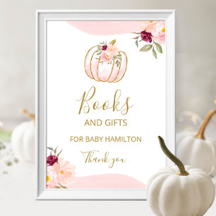 Affiche Symbole citrouille Automne Fille Baby shower Livre