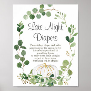 Affiche SYMBOLE Citrouille Baby shower blanc