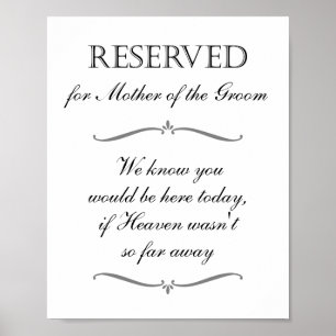 Affiche Symbole commémoratif Mère du Ciel Groom Réservé