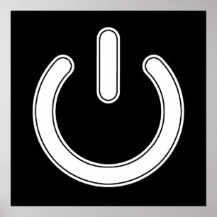 Affiche Symbole d'alimentation (noir et blanc)