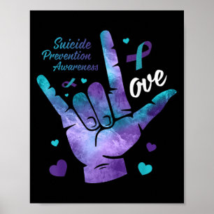 Affiche Symbole d'amour Turquoise &amp ; Suicide de ruban 