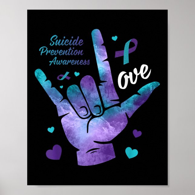 Affiche Symbole d'amour Turquoise &amp ; Suicide de ruban  (Devant)