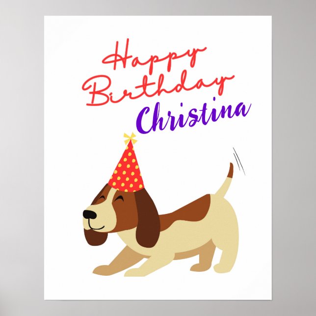 Affiche Symbole d'anniversaire de chien, Chiot personnalis (Devant)