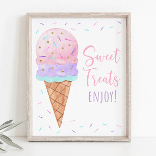 Affiche Symbole d'anniversaire de la crème glacée arrose l