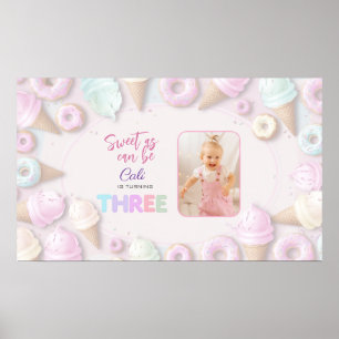 Affiche Symbole d'anniversaire de la fille trois
