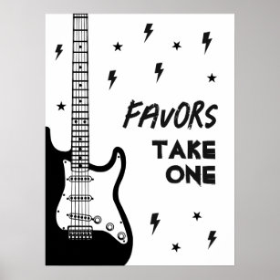 Affiche Symbole d'anniversaire de la guitare Rock and Roll