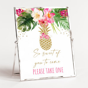 Affiche Symbole d'anniversaire de l'ananas tropical floral