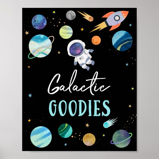 Affiche Symbole d'anniversaire de l'astronaute bleu (Devant)