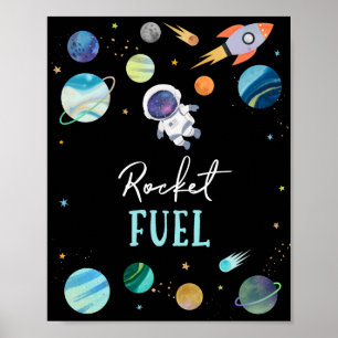 Affiche Symbole d'anniversaire de l'astronaute bleu Rocket