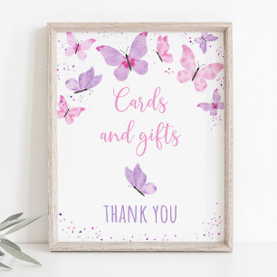 Affiche Symbole d'anniversaire de papillon rose pourpre