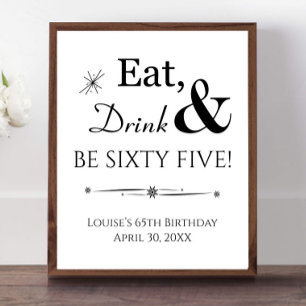 Affiche Symbole d'anniversaire de Retro Eat Drink Be Sixty