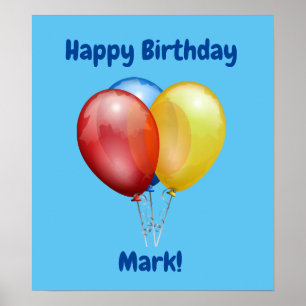 Affiche Symbole d'anniversaire heureux avec ballons