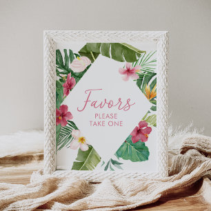 Affiche Symbole d'anniversaire tropical floral Aloha