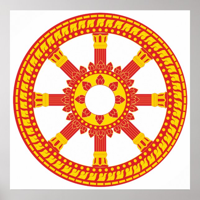 Affiche Symbole d'Ashtamangala Roue Dharmachakra (Devant)