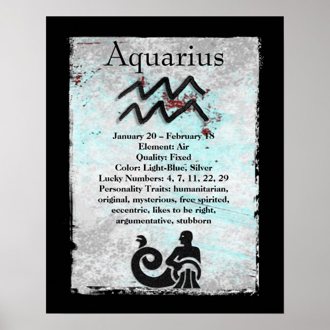 Affiche SYMBOLE D'Astrologie Aquarius Horoscope Symbole Zo (Devant)