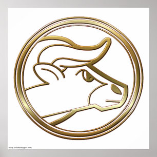 Affiche Symbole d'astrologie du Taurus d'or Zodiac