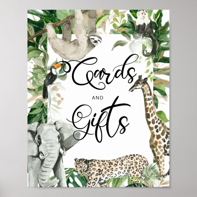 Affiche Symbole de Baby shower animal sauvage Tropical Saf (Devant)