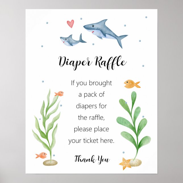 Affiche Symbole de Baby shower de requin (Devant)
