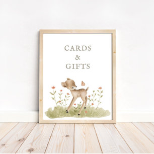 Affiche Symbole de Baby shower des forêts de bois Cartes e