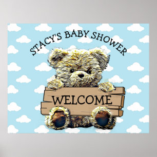 Affiche Symbole de Baby shower d'ours en peluche personnal