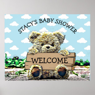Affiche Symbole de Baby shower d'ours en peluche personnal