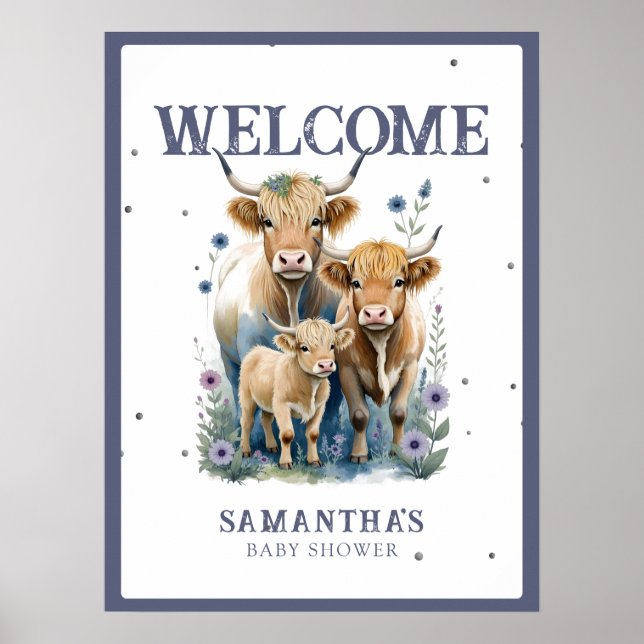 Affiche Symbole de Baby shower élégant de la vache Sainte- (Devant)